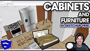 Adding CABINETS AND FURNITURE to Our Floor Plan - SketchUp Free Floor Plan Part 3!