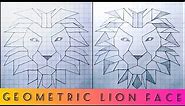 Geometric lion drawing | 🦁 easy Lion face pencil art