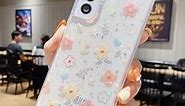 Samsung Galaxy S21 Plus Case, Clear Floral Soft & Flexible TPU Shockproof Cover Women Girls,Glitter Bling Flower Pattern Phone Case,T6