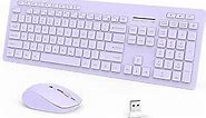 seenda Wireless Keyboard and Mouse Combo, 2.4GHz Wireless Quiet Keyboard Mouse with USB Receiver, Full Size Cute Wireless Keyboard Mouse Set for Windows Laptop Computer Desktop, Purple