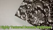 AMINAH DECO Thick Black Silver Damask Wallpaper Embossed Decorative WallCovering Vinyl Waterproof Wall Paper 20.8in x 393.70 in