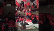 red and black balloons with white polka dots birthday decoration idea 9891478601 Best Balloon Decor