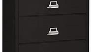 FireKing Fireproof Lateral File Cabinet (4 Drawers, Impact Resistant, Water Resistant), 44" W x 22" D, Black, Made in USA