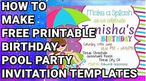How To Make Free Printable Birthday Pool Party Invitations Templates