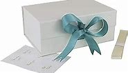 Luxury Gift Box 6.38 x 8.78 x 3.74 inch Ivory Gift Box Magnetic Gift Boxes with Lids for Presents Contains 2 Ribbon, Thank you Stikers Gift Box for Valentine's Day (1 Pcs)