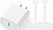 iPhone Charger [MFi Certified] USB C Wall Charger Fast Charging 20W PD Adapter with 6FT Type-C to Lightning Cable Compatible with iPhone 14 Pro Max 13 12 11 Xs XR X 8 Plus iPad Mini and More
