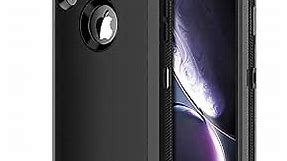 Jiunai iPhone XR Cases, iPhone XR Case Heavy Duty Protective Bumper Drop Protection Sports Outdoor Dual Layer Armor Shockproof Rugged Matte Cover Case for iPhone 10 R XR 2018 6.1'' Black