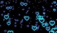 Teal Blue Neon Light Hearts Flying💜Heart Background Video Loop [4 Hours] 4K Animated Background