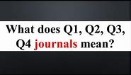 Q1, Q2, Q3, Q4 meaning? What are Q1, Q2, Q3 and Q4 journals? Rankings of journals||