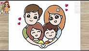 How to Draw a Cute Happy Family | Draw Family Picture, Cute Easy Drawings