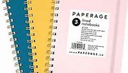 PAPERAGE Lined Spiral Journal Notebook, (Blush, Mustard Yellow, Turquoise), 3 Pack, 160 Pages, Medium 5.5 inches x 8 inches - 100 GSM Thick Paper, Hardcover, Double-Wire Spiral Journal & Notebook
