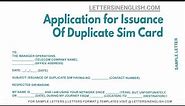 Application For Issuance Of Duplicate Sim Card - Request Letter For Lost Sim Card Replacement