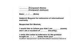 Request Letter for International Warranty Extension
