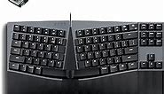 Perixx PERIBOARD-335BL Wired Ergonomic Mechanical Compact Keyboard - Low-Profile Blue Clicky Switches - Programmable Feature with Macro Keys - Compatible with Windows and Mac OS X - US English