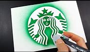 How to draw STARBUCKS logo with a stencil | Logo art | Stencil art