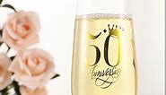 50th Wedding Anniversary Champagne Flutes Gifts 50th Anniversary Decorations Champagne Glasses Embellished with Rhinestones Couple Wedding Gifts for Anniversary, Gifts for Parents Anniversary