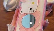 for iPhone 11 Cute Cartoon Cat Case, 3D Bow Kawaii Pink Cartoon Cat Case with Mirror for Women Girls Soft Silicone Clear Protective Phone Cover for iPhone 11 6.1 inch, Pink
