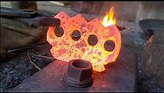 Blacksmith | making a knuckle punch knife from thick machine pin | knuckle duster.
