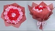 DIY | How to Make a Bouquet of Roses from Satin Ribbons Easy | Wrapping a Round Flower Bouquet