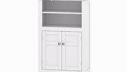 Spirich Freestanding Bathroom Cabinet with Doors and Adjustable Shelf, Wooden Entryway Storage Cabinet (White)
