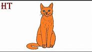 How to draw a sitting cat easy step by step