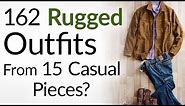 162 Rugged Outfits From 15 Casual Pieces? | Build An Interchangeable Wardrobe | Menswear Essentials