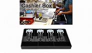 Cash Drawer Register, 13Inch Cash Box Insert Tray Replacement Cashier with Metal Clip 4 Bills/3 Coins for Petty Cash Money Storage Box(black)