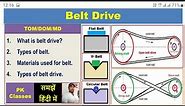 What is belt drive|Types of belts |Materials used for belt|Types of belt drive