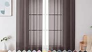 Simplebrand Chocolate Sheer Curtains 84 Inches Long, Light Filtering Rod Pocket Solid Color Window Sheer Curtain Panels, Elegant Curtains & Drapes for Living Room, Bedroom 2 Panels (42" W x 84" L)