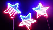 Treela 3 Pcs Star American Flag Neon LED Light up Sign 4th of July Neon Light Signs Patriotic Neon Sign Light USB Powered for Independence Day Party Decor Gift Home Wall Art Decor