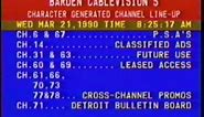 Barden Cablevision Channel Line-Up / WLLZ Radio - 3/21/90