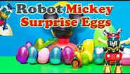 Exploring the Mickey Mouse Surprise Eggs with Robots and Friends