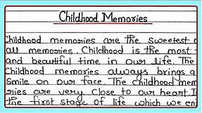 Essay on Childhood Memories in English | Childhood Memories | Essay Writing | Writely Education