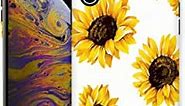 CUSTYPE Case for iPhone X, iPhone Xs Case Floral for Girls & Women, Floral Series Flower Print Sunflower Pattern Design PC Leather with TPU Bumper Slim Protective Cover for iPhone Xs/X 5.8’’