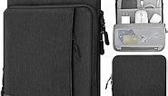 MoKo 9-11 Inch Tablet Sleeve Bag Carrying Case with Storage Pockets Fits iPad air 5 10.9" 2022, iPad Pro 11 M2 2022-2018, iPad 10th 10.9, iPad 9/8/7th 10.2, iPad Air 4 10.9, Tab S8/S9 11",Black & Gray