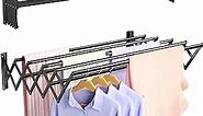 Wall Mounted Clothes Drying Rack, Foldable Wall Mount Laundry Drying Rack Folding Indoor, Drying Rack Clothing Collapsible, Retractable Towel Rack, Space Saver with 7 Drying Rods, Black
