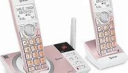 AT&T CL82257 DECT 6.0 2-Handset Cordless Phone for Home with Answering Machine, Call Blocking, Caller ID Announcer, Intercom and Long Range, Rose Gold