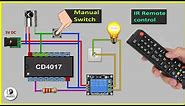 How to make wireless IR Remote Control ON OFF Switch using 4017 IC & Relay | 4017 circuits projects