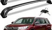 220lbs Cross Bars Roof Racks Fit for Toyota Highlander 2014-2019 XLE Limited & SE LE & LE Plus, Aluminum Heavy Duty Roof Rails Crossbars Anti-Theft Lockable Metal Black Matte Powder Coated