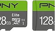 PNY 128GB Elite Class 10 U1 microSDXC Flash Memory Card 2-Pack - 100MB/s, Class 10, U1, Full HD, UHS-I, micro SD