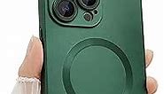 Womdakon Compatible with iPhone 15 Pro Max Phone Case for Women Men, [Adaptation with Magsafe] Cute Matte Soft Metallic Luster and Camera Protector, Magsafe Case for iPhone 15 Pro Max 6.7''-Green