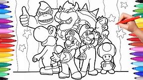 Coloring Super Mario and All His Friends | Super Mario Nintendo Videogame Coloring Pages for Kids