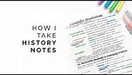 how to take history notes 🍂 color-coding, effective summaries, and more!