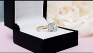 2.5 ct Radiant Cut Three Stone Lab Diamond Engagement Ring in Platinum & Yellow Gold | Ada Diamonds