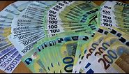 Counting 100, 200, 500 EURO banknotes