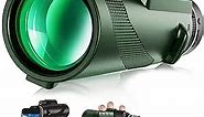 Powerful 80X100 HD Monocular Telescope, 12X Magnification Long Range Zoom with Tripod Phone Clip for Outdoor Hunting Camping Tourism