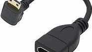 Tivid 15CM Mini hdmi 90 Degree Adapter Right Angle Mini hdmi Male to HDMI Female Cable Adapter Connector Support 1080P Full HD, 3D (0.15m, Downward Angle).