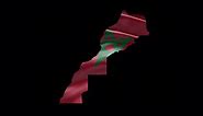 Morocco outline with waving national flag. Alpha channel background. Country shape with animation