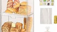 2 Pack Large Bread Box for Countertop, Stackable Layer Storage Container, Clear Bread Boxes for Kitchen Counter, Multi-Functional Storage Boxes for Bread, Vegetables, Fruits, etc.