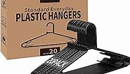 Black Plastic Hangers 20 Pack, Light Weight Durable Clothes Hangers Non-Slip Slim Hangers G-Shape Standard Size Ideal for Tank T-Shirts Dresses Jackets Suits Blouses Ties Leggings (Black)